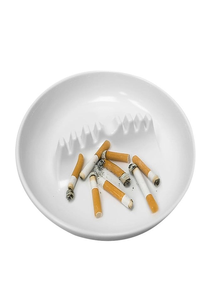 اي تي بي منفضة سجائر من الميلامين الأبيض، قطعتان، 7 بوصات، بتصميم كلاسيكي للمطاعم والمنازل والحانات. عبوة من قطعتين. منفضة سجائر بلاستيكية بيضاء، 7 بوصات، متينة ومقاومة للحرارة، بتصميم مستوحى من المطاعم، مزودة بـ 6 فتحات، للاستخدام الداخلي والخارجي. - Image 3